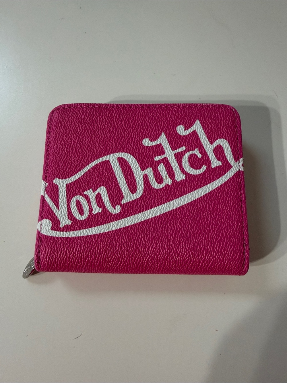 Von Dutch Hot Pink Zip-Around Logo Wallet